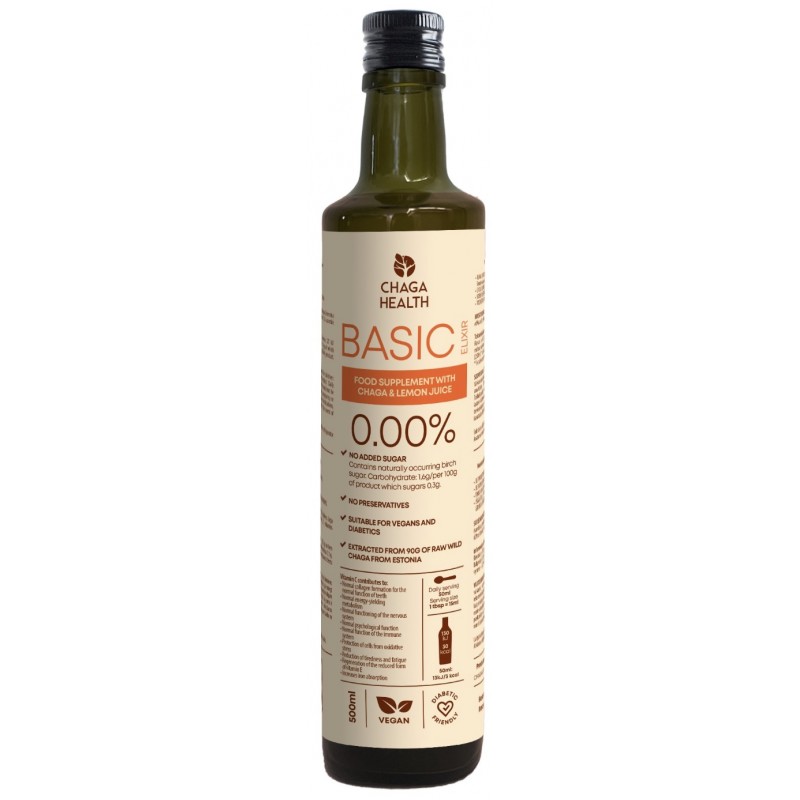 Chaga Health BASIC Elixir Chaga, ravimtaimed & sidrunimahl 500 ml
